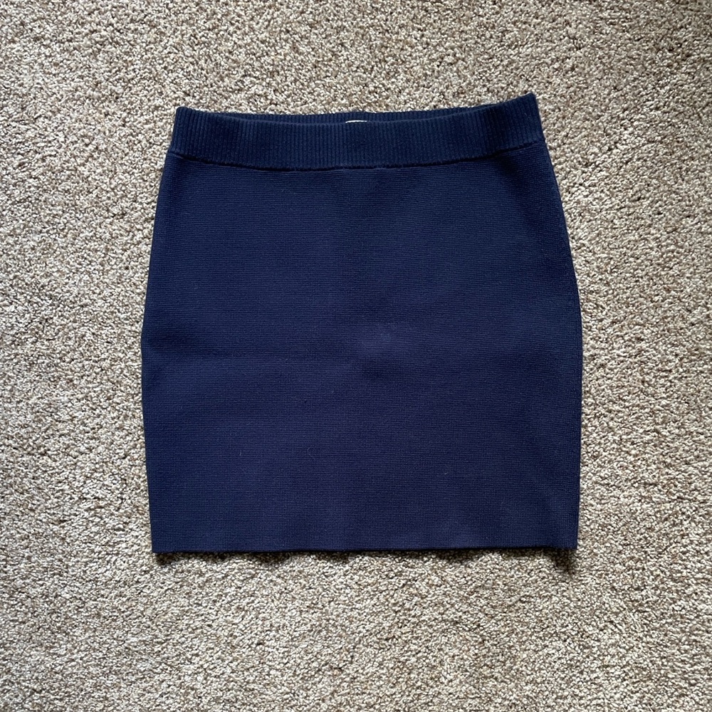 Babaton Navy Sweater Knit Mini Skirt Size M